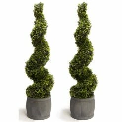 120cm Artificial Topiary Grass Spirals Primrose™ - Pair