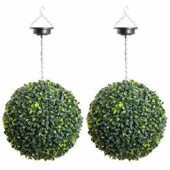 38cm Solar Powered LED Artificial Topiary Ball By Primrose™ - 'The Big Buxus Ball'