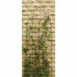 H182cm X W60cm Offset Spires Metal Trellis In Black