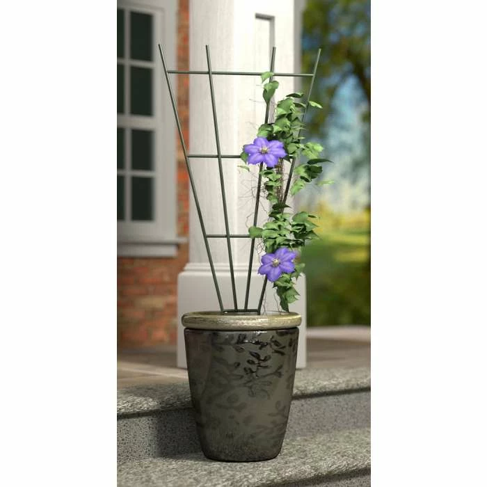 H91cm X W38cm Fan Pot Metal Trellis In Green 3 H91cm X W38cm Fan Pot Metal Trellis In Green