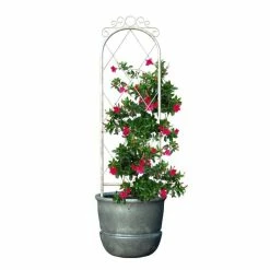 H91cm French Country Scroll Pot Trellis In White