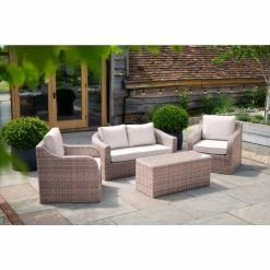 Classic Rattan 4 Seater Garden Sofa Set With Coffee Table By Primrose Living -Plants outlet store DSC 2869 3905
