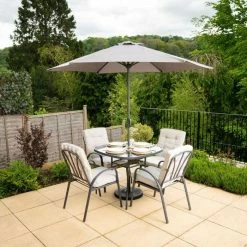 Hadleigh 4 Seater Garden Dining Furniture Set In Grey By Hectare® 11 Hadleigh 4 Seater Garden Dining Furniture Set In Grey By Hectare® -Plants outlet store FU10018GRY rollover image 0ca3
