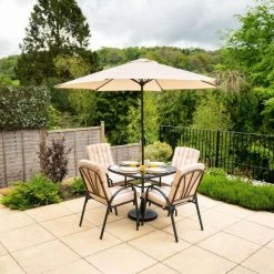 Hadleigh 4 Seater Square Garden Dining Furniture Set In Beige By Hectare® -Plants outlet store FU10018 add image 1 7a52