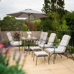 Hadleigh Reclining 6 Seater Garden Dining And Leisure Furniture Set In Grey By Hectare® -Plants outlet store FU10019GRY add image 1 127c