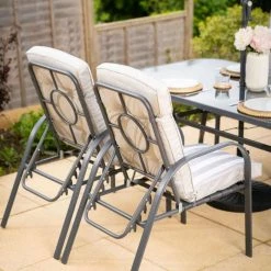 Hadleigh Reclining 6 Seater Garden Dining And Leisure Furniture Set In Grey By Hectare® -Plants outlet store FU10019GRY add image 2 0345