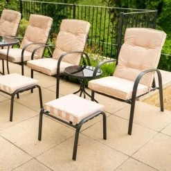 Hadleigh Reclining 6 Seater Garden Dining And Leisure Furniture Set In Beige By Hectare® -Plants outlet store FU10019 add image 6 dea6