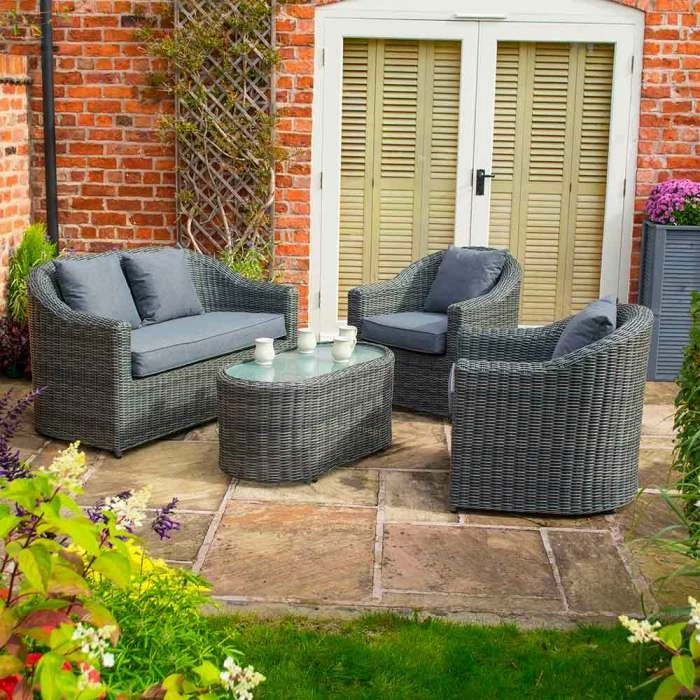 Bunbury Four Seater Rattan Sofa Set In Grey By Rowlinson 3 Bunbury Four Seater Rattan Sofa Set In Grey By Rowlinson