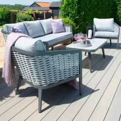 Maze Rattan Portofino Garden 3 Seater Sofa And Chairs In Grey -Plants outlet store FU101443 add image 1 2d37