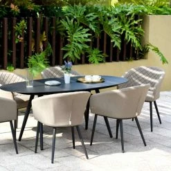 Maze Lounge Ambition Garden 6 Seater Oval Table And Chairs Dining Set In Taupe -Plants outlet store FU101492 add image 2 4493