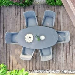 Maze Lounge Zest Garden 6 Seater Oval Dining Table And Chairs Set In Flanelle -Plants outlet store FU101547 add image 1 e05e