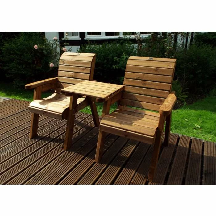 Charles Taylor Wooden Garden Twin Companion Set With Green Cushions And Fitted Cover 5 Charles Taylor Wooden Garden Twin Companion Set With Green Cushions And Fitted Cover - Image 3