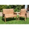 Charles Taylor Wooden Garden 3 Seat Angled Companion Set With Green Cushions And Fitted Cover -Plants outlet store FU101587 main image 0a36