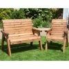 Charles Taylor Wooden Garden 3 Seat Angled Companion Set With Burgundy Cushions And Fitted Cover -Plants outlet store FU101588 main image 445e