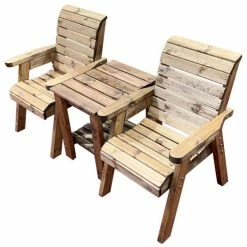 Charles Taylor Wooden Garden Deluxe Companion Set With Burgundy Cushions
