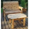 Charles Taylor Wooden Garden Deluxe Bench Set With Green Cushion