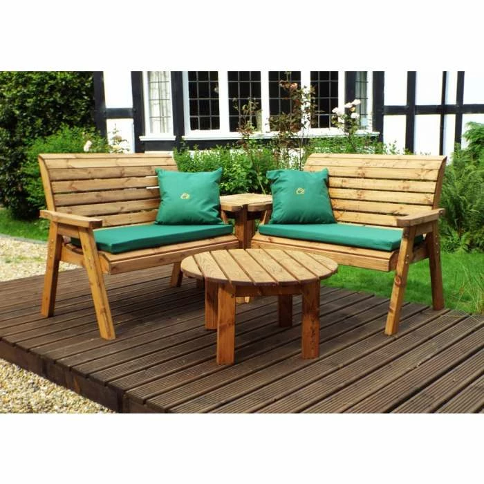 Charles Taylor Wooden Garden 4 Seater Corner Set With Green Cushions 5 Charles Taylor Wooden Garden 4 Seater Corner Set With Green Cushions - Image 3
