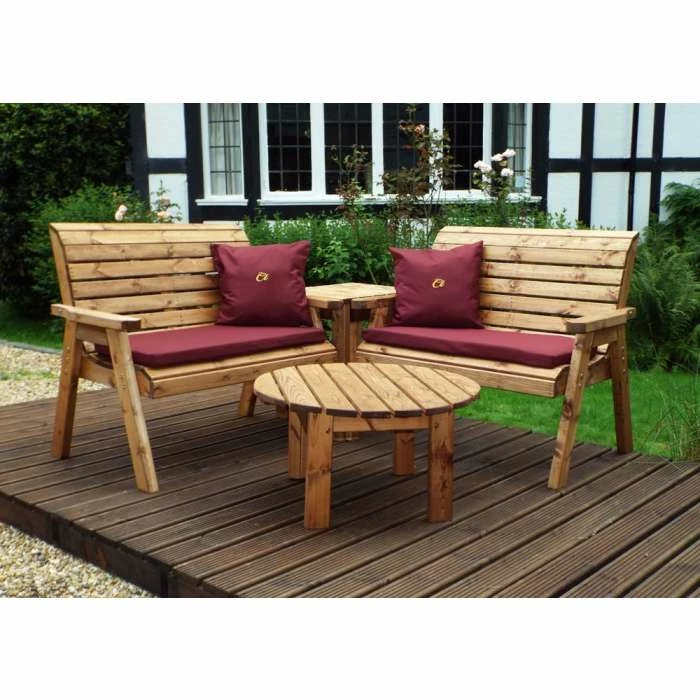 Charles Taylor Wooden Garden 4 Seater Corner Set With Burgundy Cushions 5 Charles Taylor Wooden Garden 4 Seater Corner Set With Burgundy Cushions - Image 3