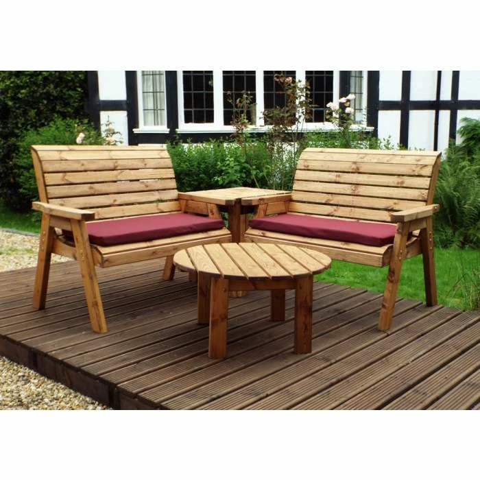 Charles Taylor Wooden Garden 4 Seater Corner Set With Burgundy Cushions 3 Charles Taylor Wooden Garden 4 Seater Corner Set With Burgundy Cushions