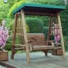 Wooden Garden Two Seater Garden Swing Seat With Green Cushions - 1.70m (5ft 10in) -Plants outlet store FU101642 main image b9f1