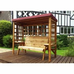Garden Three Seater Wooden Arbour With Cushions 2.25m (7ft 4in)