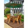 Charles Taylor Wooden Garden 4 Seater Round Table Dining Set With Green Cushions And Parasol -Plants outlet store FU101669 main image 1648
