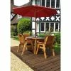 Charles Taylor Wooden Garden 4 Seater Round Table Dining Set With Burgundy Cushions And Parasol -Plants outlet store FU101670 main image 4cb1