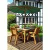 Charles Taylor Wooden Garden 4 Seater Square Table Dining Set With Green Cushions And Parasol -Plants outlet store FU101673 main image 603c