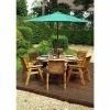 Charles Taylor Wooden Garden 6 Seater Round Table Dining Set With Green Cushions And Parasol -Plants outlet store FU101675 main image 9497