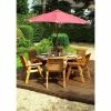 Charles Taylor Wooden Garden 6 Seater Round Table Dining Set With Burgundy Cushions And Parasol -Plants outlet store FU101676 main image c1ee