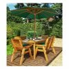 Charles Taylor Wooden Garden 6 Seater Rectangle Table Dining Bench Set With Green Cushions And Parasol -Plants outlet store FU101679 main image f7db