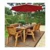 Charles Taylor Wooden Garden 8 Seater Rectangle Table Dining Bench Set With Burgundy Cushions And Parasol -Plants outlet store FU101686 main image f064