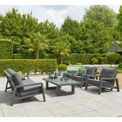 Norfolk Leisure LIFE Alumimium Boston 4 Seat Lounge Set In Lava/Carbon
