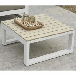 Norfolk Leisure LIFE Aluminium Mallorca 4 Seat Lounge Set In White/Khaki -Plants outlet store FU101709 add image 2 4c44