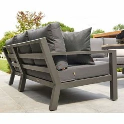 Norfolk Leisure LIFE Aluminium Timber 8 Seat Corner Set In Lava/Carbon -Plants outlet store FU101715 rollover image 50cc