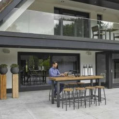 Norfolk Leisure LIFE Aluminium/Teak Nevada 8 Seat Bar Set In Lava -Plants outlet store FU101723 add image 2 9792