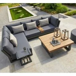 Norfolk Leisure LIFE Aluminium/Teak Nevada 4 Seat Small Corner Set In Lava/Carbon