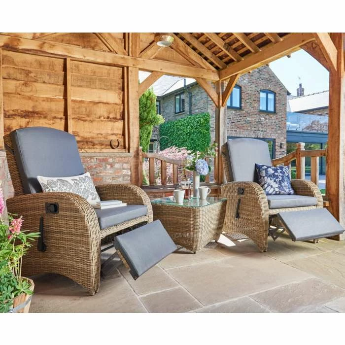 Norfolk Leisure LIFE Rattan Diva 2 Seat Reclining Duo Set In Camel/Carbon 3 Norfolk Leisure LIFE Rattan Diva 2 Seat Reclining Duo Set In Camel/Carbon