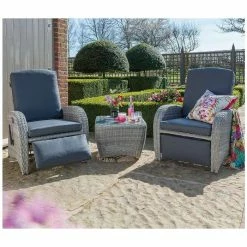 Norfolk Leisure LIFE Rattan Diva 2 Seat Reclining Duo Set In Yacht Grey