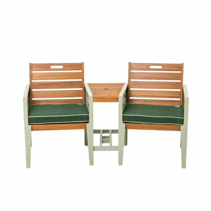 Norfolk Leisure Florenity Eucalyptus Verdi 2 Seat Tete A Tete Bench In Natrual/Green 5 Norfolk Leisure Florenity Eucalyptus Verdi 2 Seat Tete A Tete Bench In Natrual/Green - Image 3