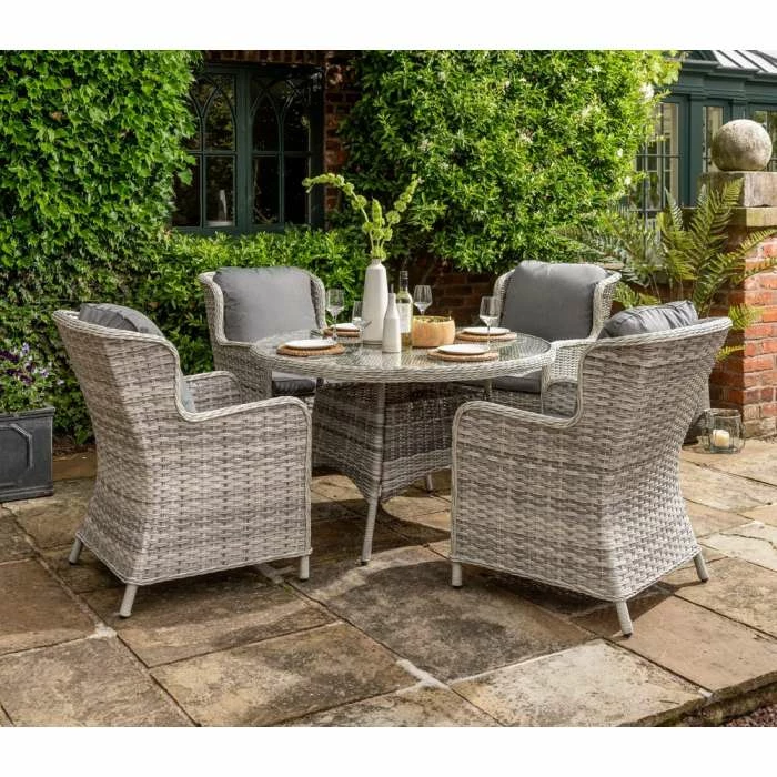 Norfolk Leisure Handpicked Rattan Wroxham 4 Seat Dining Set In Grey 3 Norfolk Leisure Handpicked Rattan Wroxham 4 Seat Dining Set In Grey