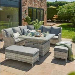 Norfolk Leisure Handpicked Rattan Wroxham 8 Seat Large Corner In Grey -Plants outlet store FU101829 rollover image f261