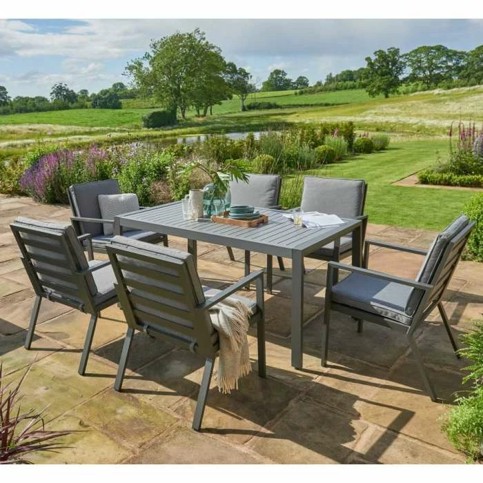 Norfolk Leisure Handpicked Aluminium Titchwell 6 Seat Dining Set In Grey 3 Norfolk Leisure Handpicked Aluminium Titchwell 6 Seat Dining Set In Grey