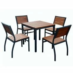 Dorset Square Outdoor Table And 4 Stacking Side Chairs