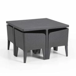 Keter Santiago 4 Seater Garden Dining Set Cube -Plants outlet store FU101923C add image 1 9046