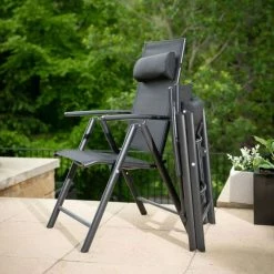 Kennet Reclining 6 Seater Polytex Dining Set In Black By Hectare® -Plants outlet store FU10192 add image 3 d5d9