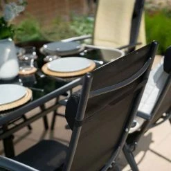 Kennet Reclining 6 Seater Polytex Dining Set In Black By Hectare® -Plants outlet store FU10192 add image 7 d178