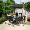 Kennet Reclining 6 Seater Polytex Dining Set In Black By Hectare® -Plants outlet store FU10192 rollover image ce40
