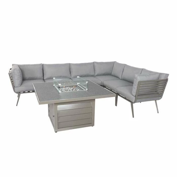Lifestyle Metal 10 Seater Garden Corner Sofa Dining Set With Square Fire Pit Table By Primrose Living 3 Lifestyle Metal 10 Seater Garden Corner Sofa Dining Set With Square Fire Pit Table By Primrose Living - Image 2