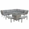 Lifestyle Metal 10 Seater Garden Corner Sofa Dining Set With Square Fire Pit Table By Primrose Living -Plants outlet store FU101976 FullSet 98d2
